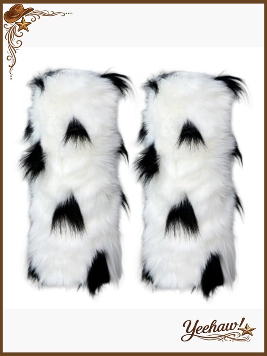 Furry Cow Leg Warmers Ears Headband Horns Halloween Costume Set Adult